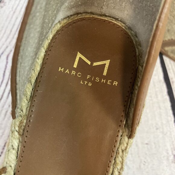 Marc Fisher Adalyn Sandal Womens 9.5 Tan‎ Suede Leather Espadrille Wedge ITM751 - Picture 11 of 12